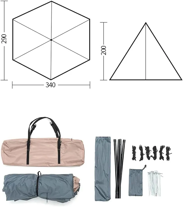 Outdoor Tent Ultralight Teepee Tent Family Pyramid Tent for Backpacking, Camping, Hiking, Bushcraft, Travel, Winter Camping (Khaki 460X460X300CM) (White 340X290X200CM) (Khaki 460X460X300CM)