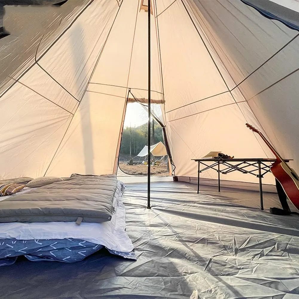 Outdoor Tent Ultralight Teepee Tent Family Pyramid Tent for Backpacking, Camping, Hiking, Bushcraft, Travel, Winter Camping (Khaki 460X460X300CM) (White 340X290X200CM) (Khaki 460X460X300CM)