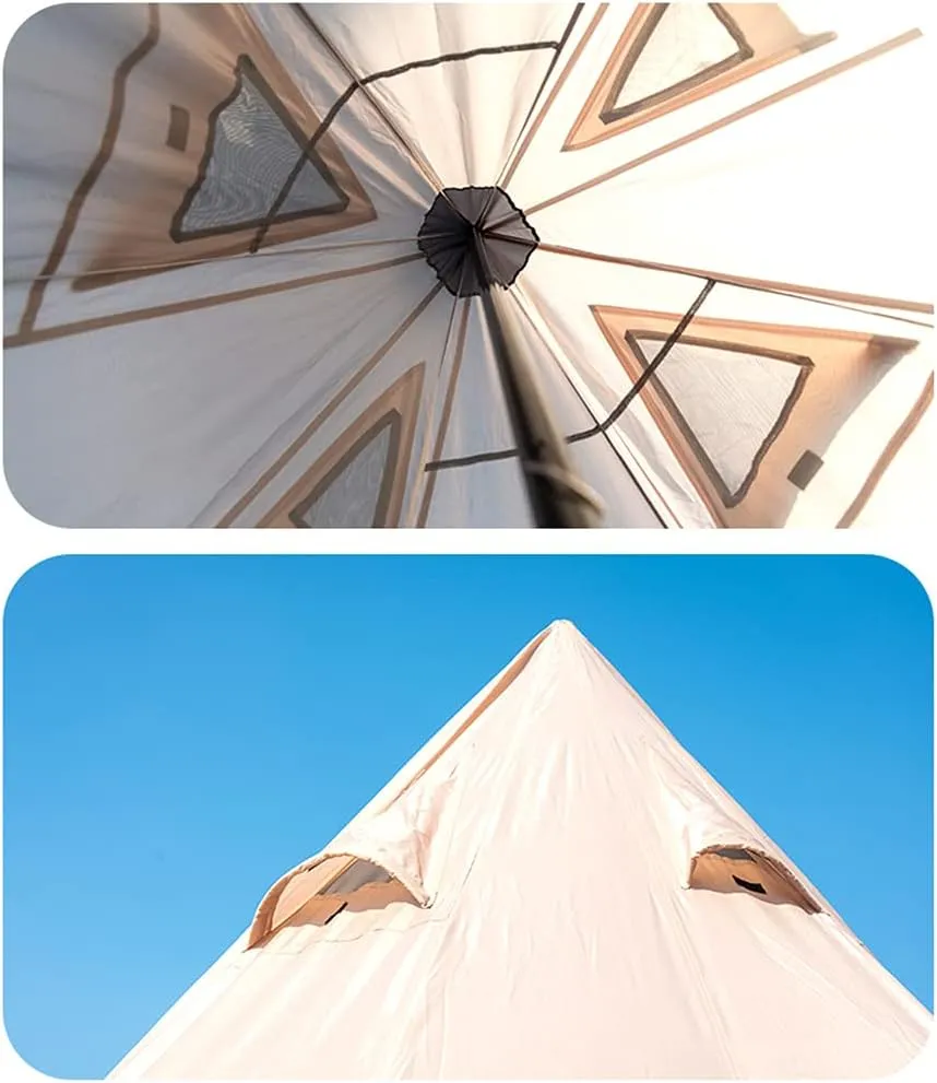 Outdoor Tent Ultralight Teepee Tent Family Pyramid Tent for Backpacking, Camping, Hiking, Bushcraft, Travel, Winter Camping (Khaki 460X460X300CM) (White 340X290X200CM) (Khaki 460X460X300CM)