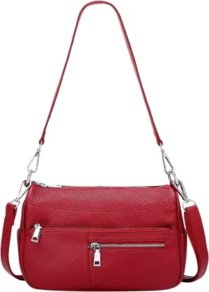 Over Earth Genuine Leather Shoulder Bag Small Crossbody Handbags for Women Ladies Purse
