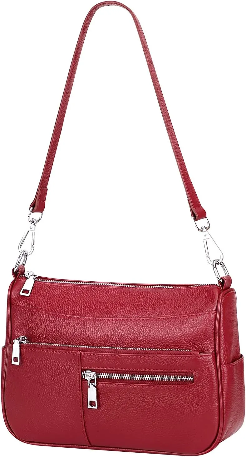 Over Earth Genuine Leather Shoulder Bag Small Crossbody Handbags for Women Ladies Purse