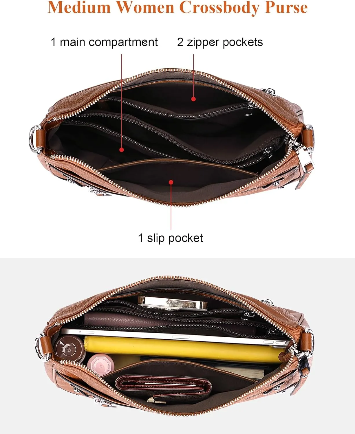 Over Earth Leather Crossbody Bags for Women Small Hobo Purses Ladies Shoulder Bag