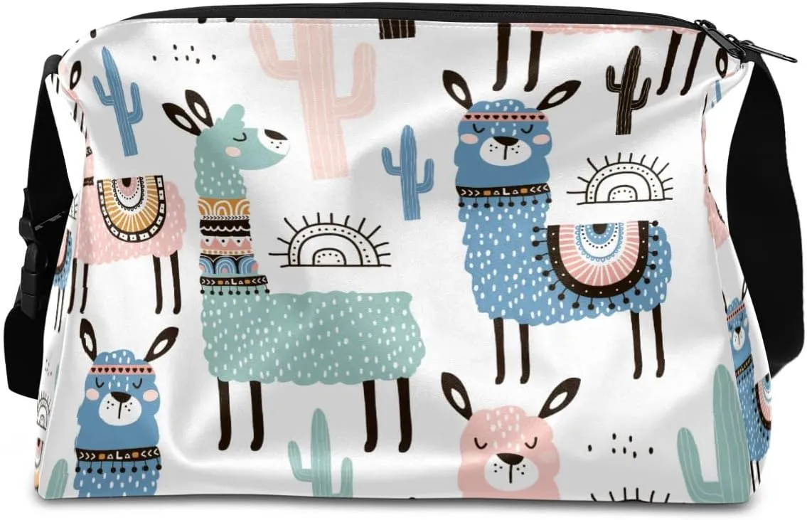 Painting Alpaca Cactu Small Gym Bag for Men Women Workout Sport Duffle Bag Waterproof Weekender Overnight Bag Lightweight Carry on Tote Bag Crossbody Shoulder Travel Bag for Swim Yoge Dance