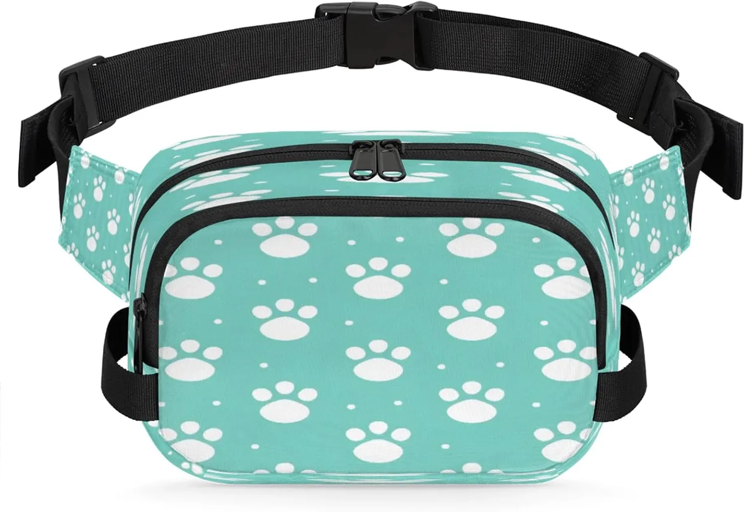 Paw Prints Waterproof Unisex Square Fanny Pack, Adjustable Waist Bag with Pockets, Sturdy Lightweight Crossbody Bag for Travel, Running, Hiking (9x6.1x2.5 Inches)
