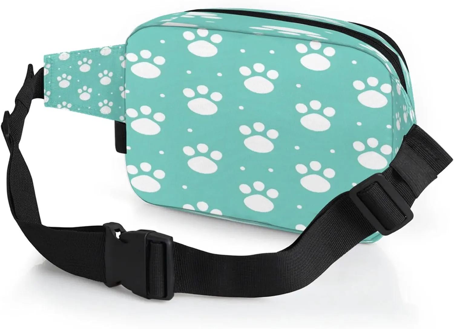 Paw Prints Waterproof Unisex Square Fanny Pack, Adjustable Waist Bag with Pockets, Sturdy Lightweight Crossbody Bag for Travel, Running, Hiking (9x6.1x2.5 Inches)