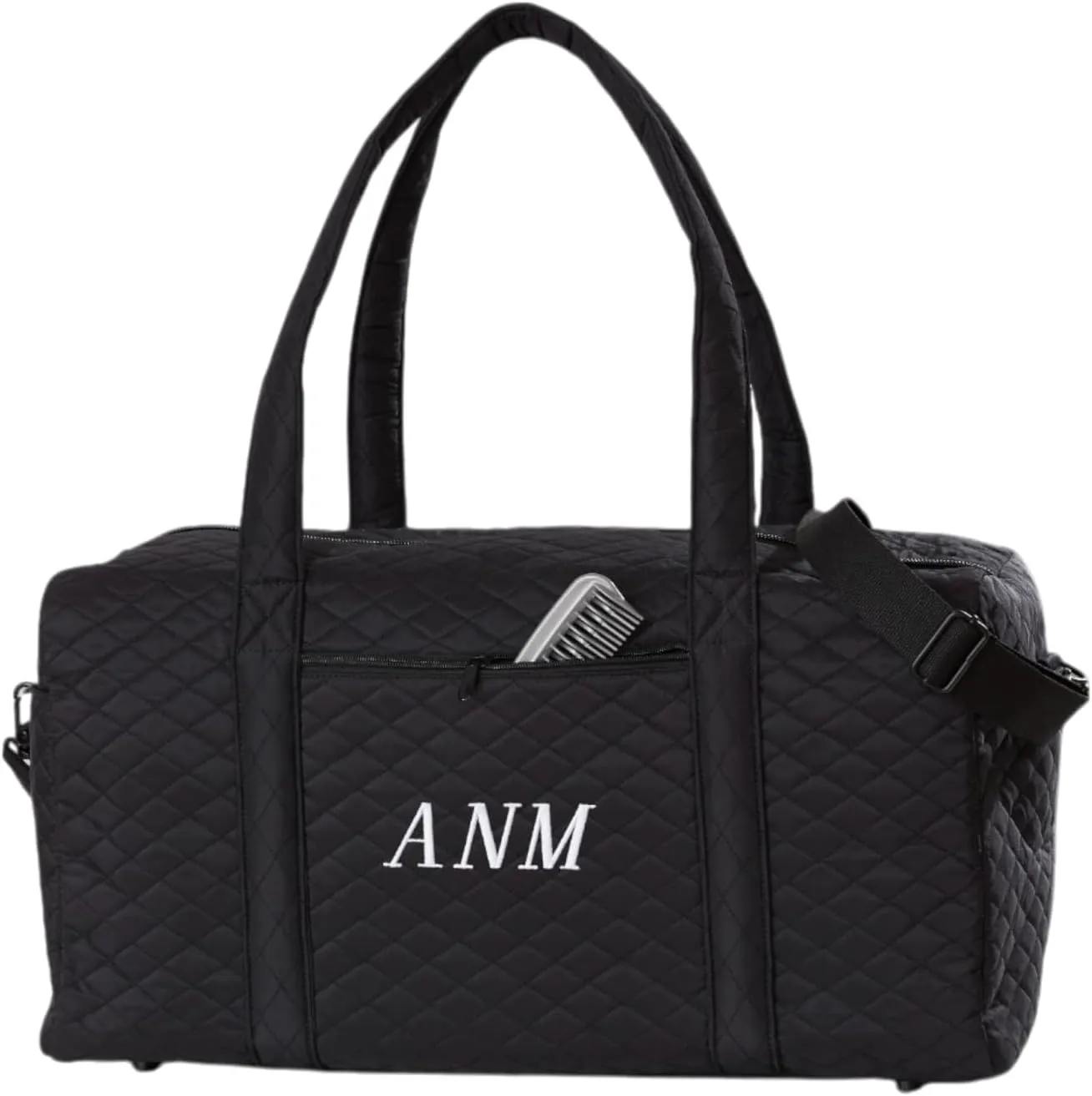 Personalization Universe Embroidered Monogram Quilted Duffel Bag