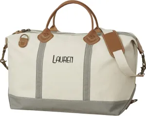 Personalization Universe Special Occasions Luxurious Weekender Embroidered Grey Canvas Duffel
