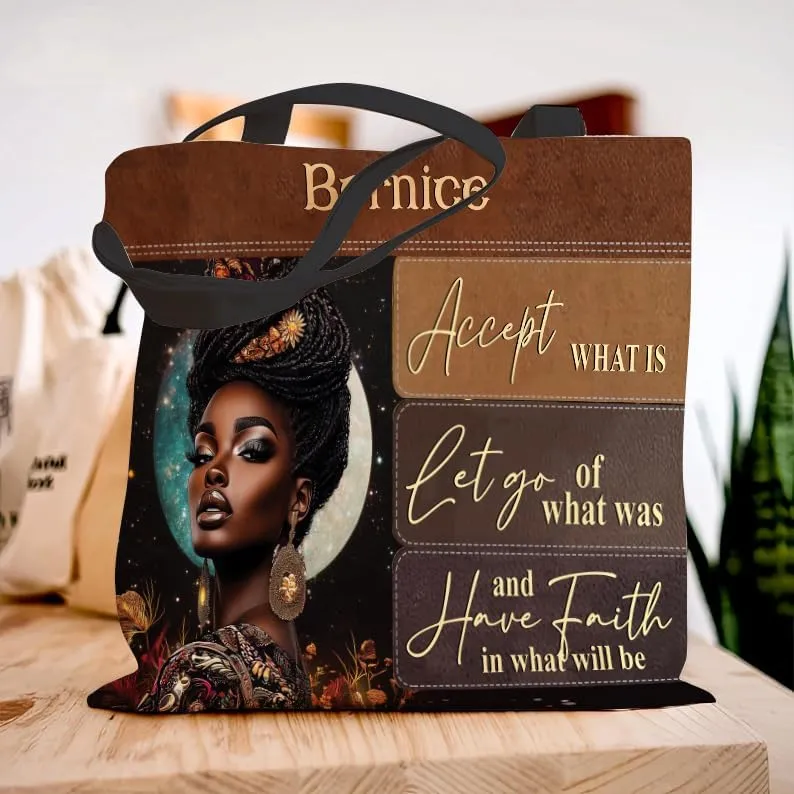 Personalized Canvas Totebag For Black African Women, Mother's Day Birthday Christmas Gifts For Black Women