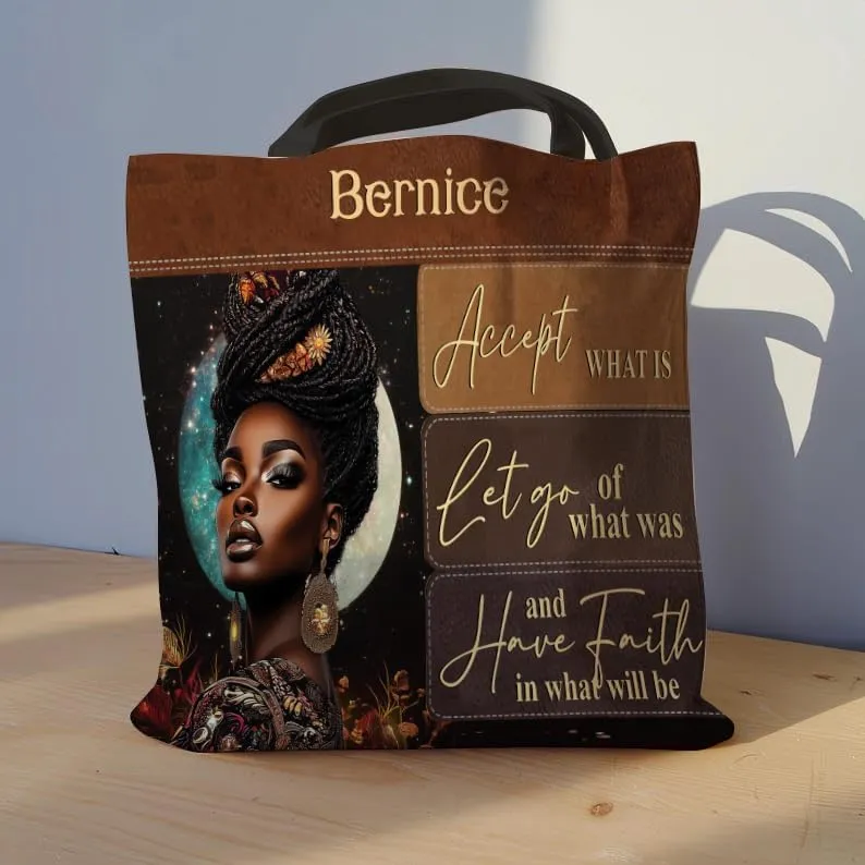 Personalized Canvas Totebag For Black African Women, Mother's Day Birthday Christmas Gifts For Black Women