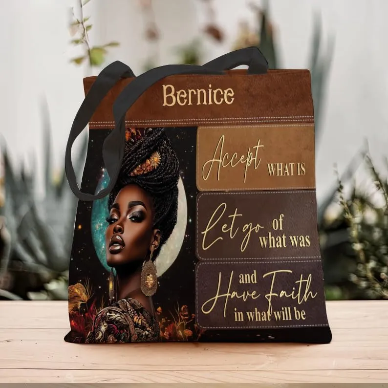 Personalized Canvas Totebag For Black African Women, Mother's Day Birthday Christmas Gifts For Black Women