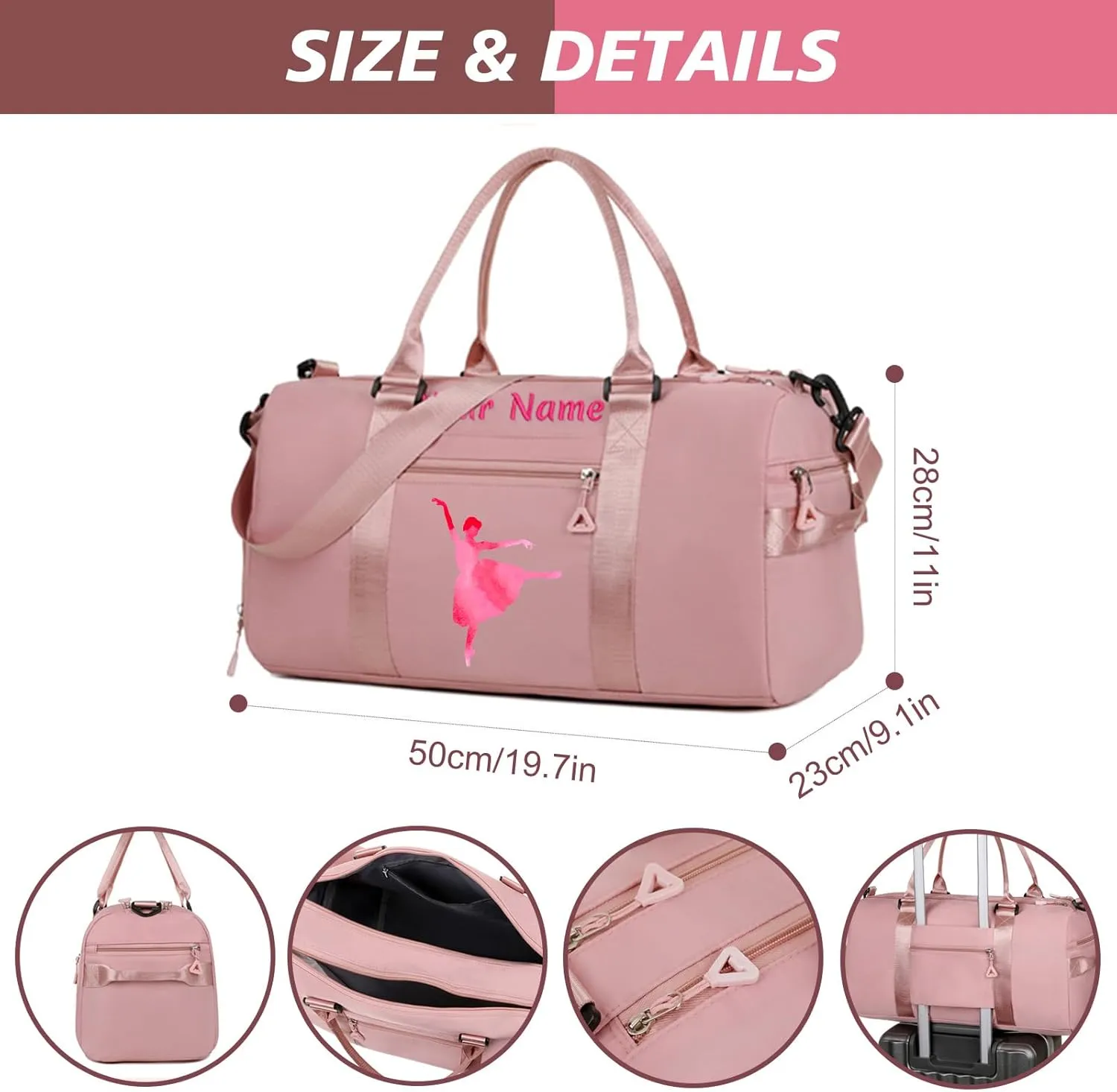 Personalized Duffel Bag,Custom Sports Bag with Text,Colorful Photo/Embroidered Name,Overnight Travel Bag with Wet/Dry Pockets & Shoe Compartment,Gift for Family/Friends