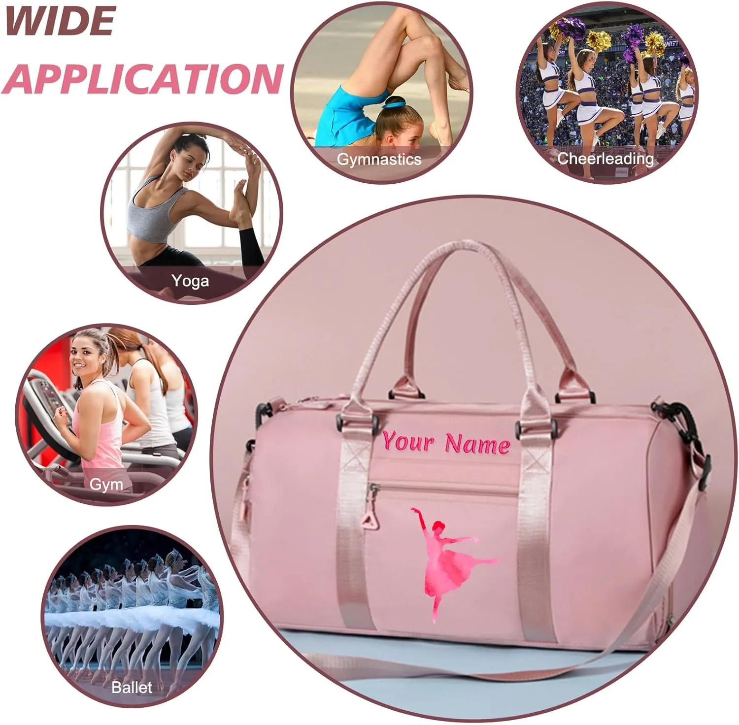 Personalized Duffel Bag,Custom Sports Bag with Text,Colorful Photo/Embroidered Name,Overnight Travel Bag with Wet/Dry Pockets & Shoe Compartment,Gift for Family/Friends