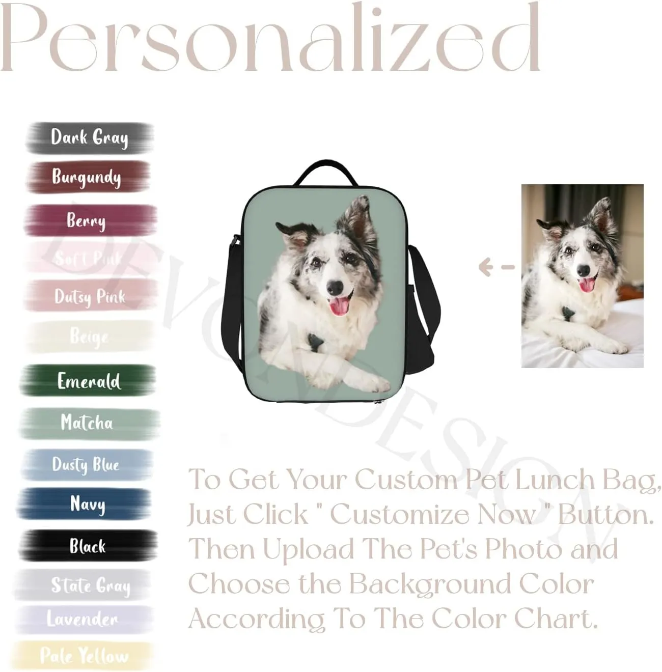 Personalized Pet Lunch Bag, Custom Pet Lunchbag, Custom Insulated Neoprene Pet Photo Lunch Tote with Adjustable Shoulder Strap - Cute Funny Reusable Lunch Box Containe for Dog Lovers, Cat Lovers