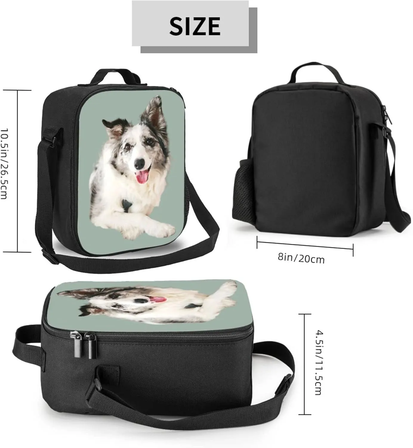 Personalized Pet Lunch Bag, Custom Pet Lunchbag, Custom Insulated Neoprene Pet Photo Lunch Tote with Adjustable Shoulder Strap - Cute Funny Reusable Lunch Box Containe for Dog Lovers, Cat Lovers