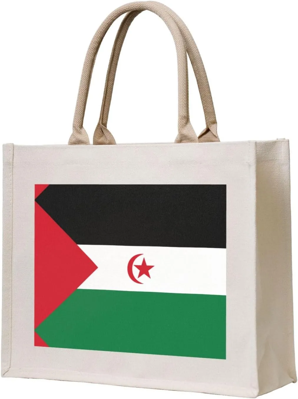PHAYAH Canvas Tote Standing Gift Bags Great For, Birthday, Beach, Holiday, Travel Shopping. Flag Of Western Sahara Pattern.