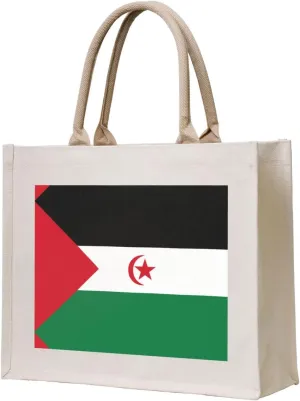 PHAYAH Canvas Tote Standing Gift Bags Great For, Birthday, Beach, Holiday, Travel Shopping. Flag Of Western Sahara Pattern.