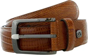 Pierre Cardin Light Brown Lizzard Embossed Classic Adjustable Buckle Adjustable Belt Adjustable Mens Belt-38 for Mens