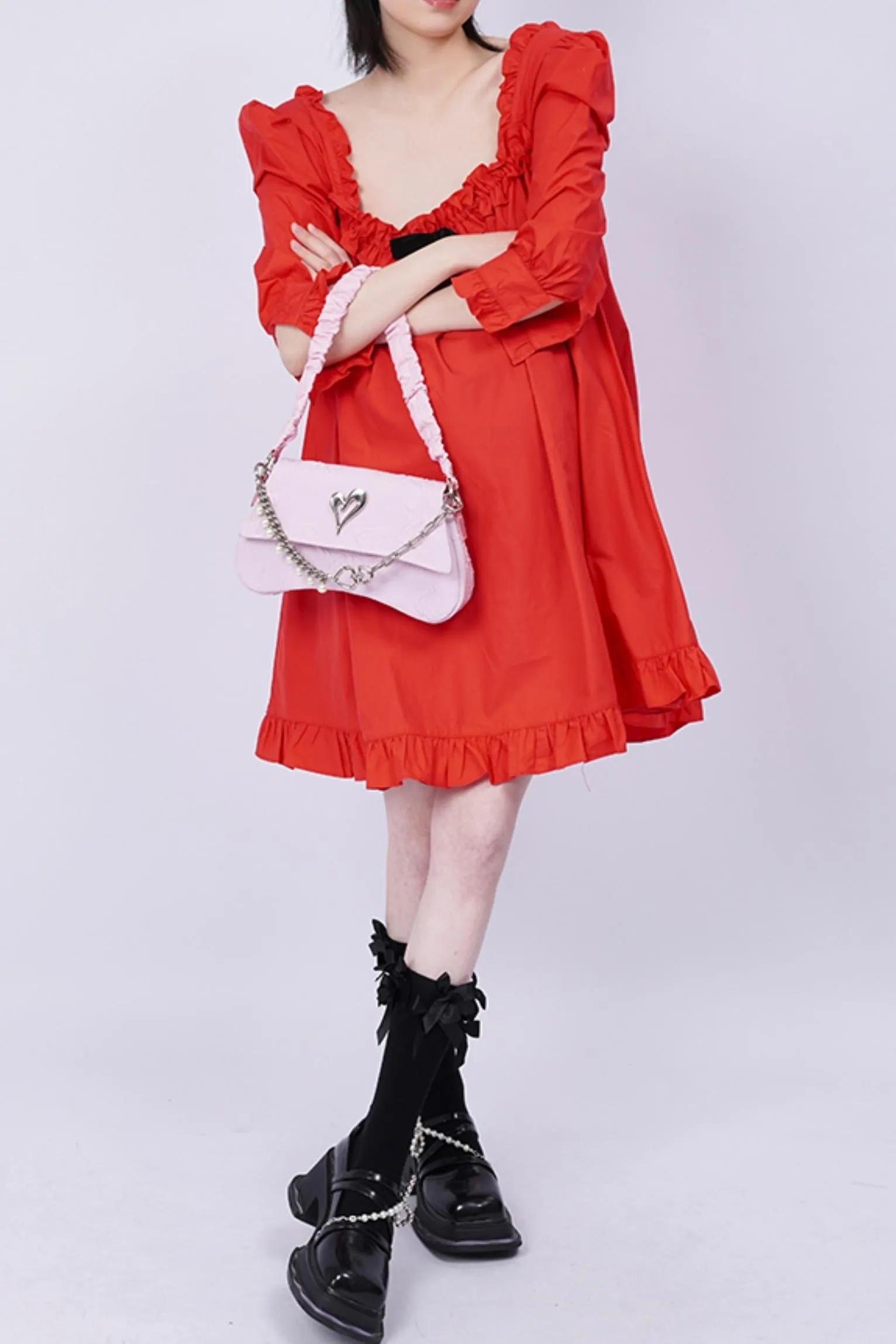Pleated Pearl Crossbody Bag