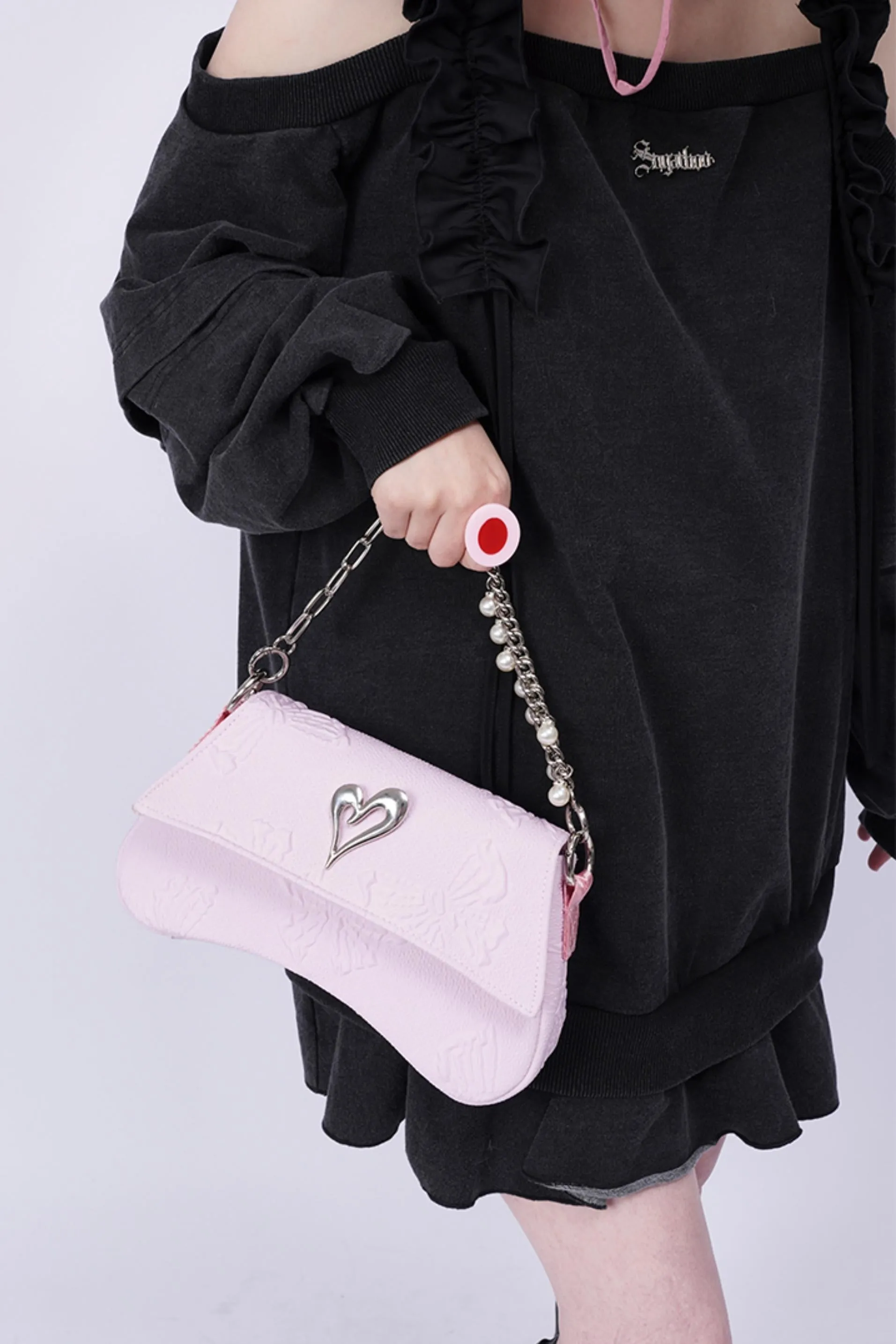 Pleated Pearl Crossbody Bag