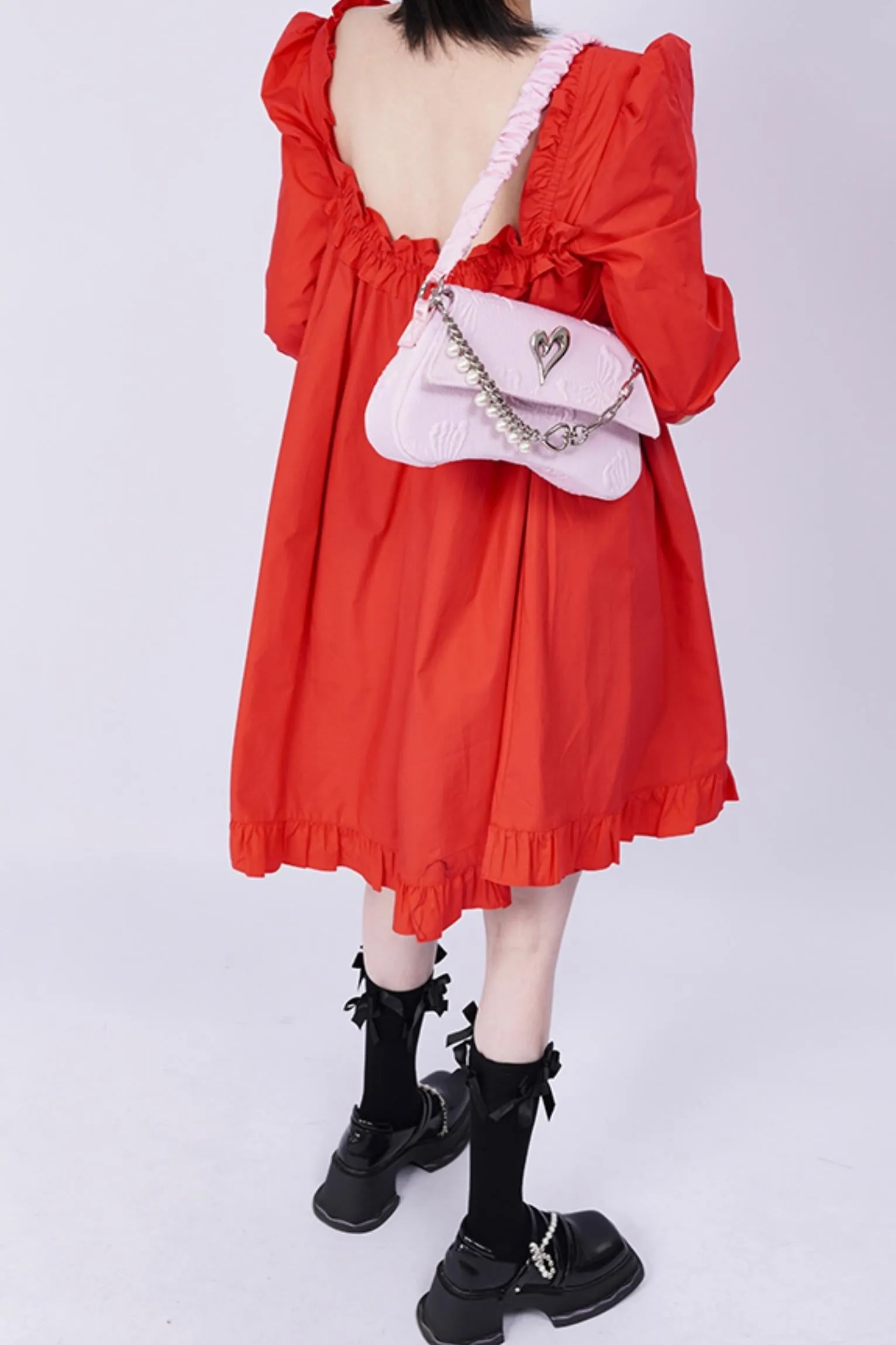 Pleated Pearl Crossbody Bag