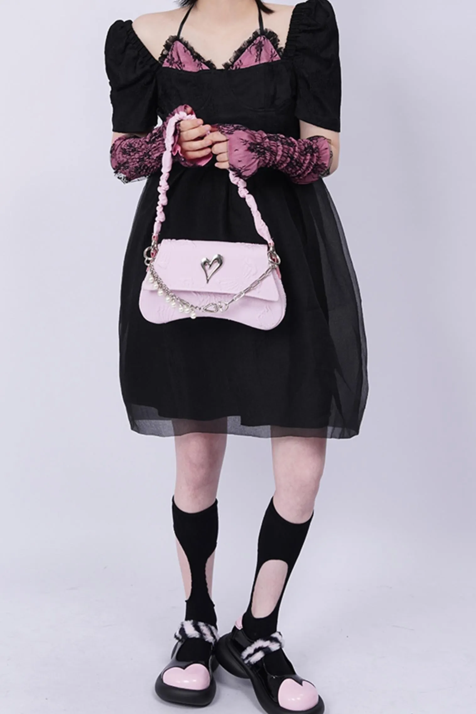 Pleated Pearl Crossbody Bag