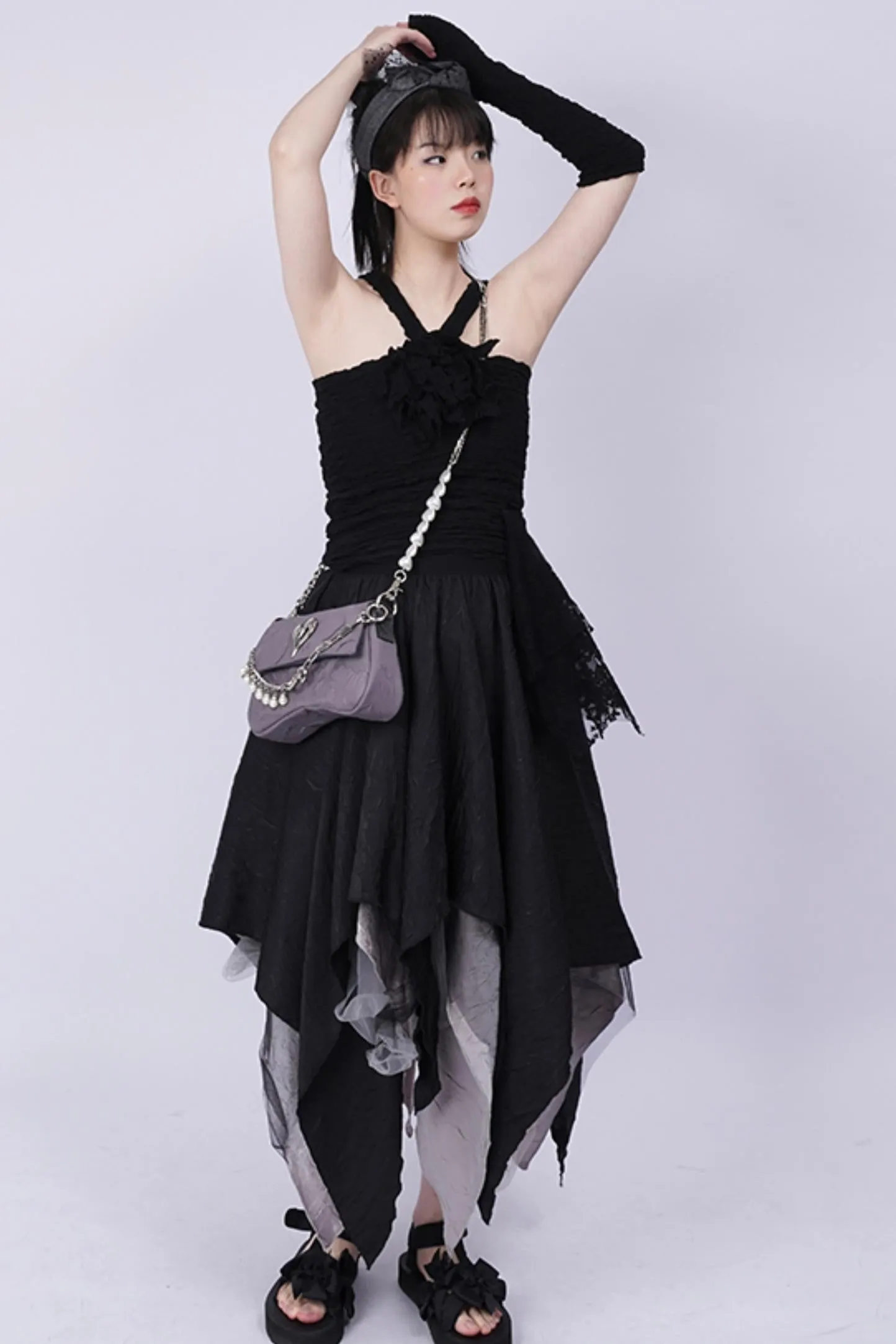 Pleated Pearl Crossbody Bag