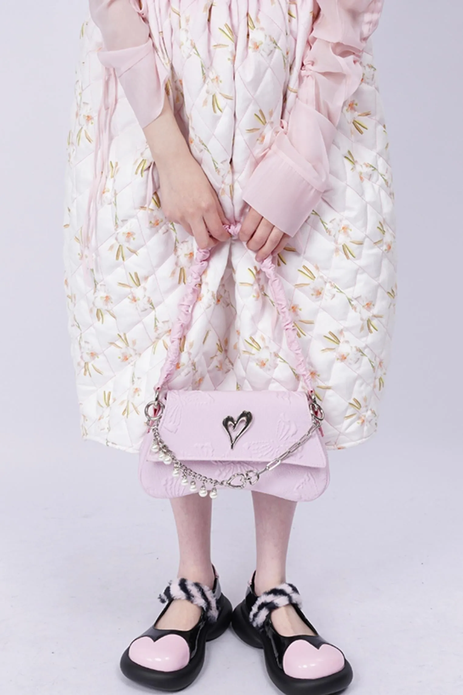 Pleated Pearl Crossbody Bag