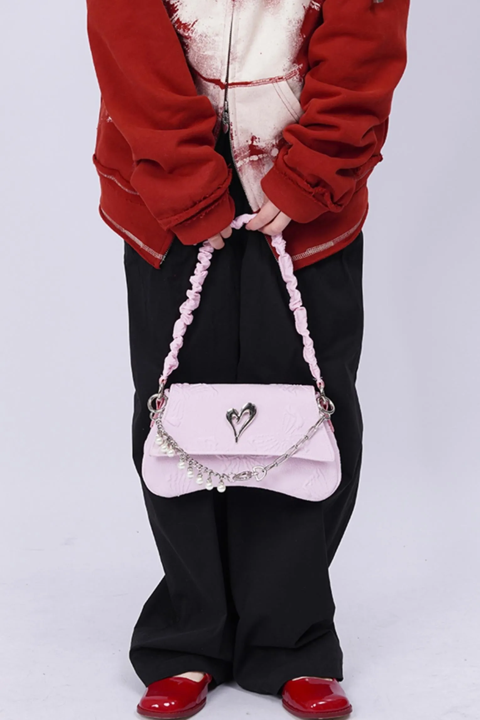 Pleated Pearl Crossbody Bag