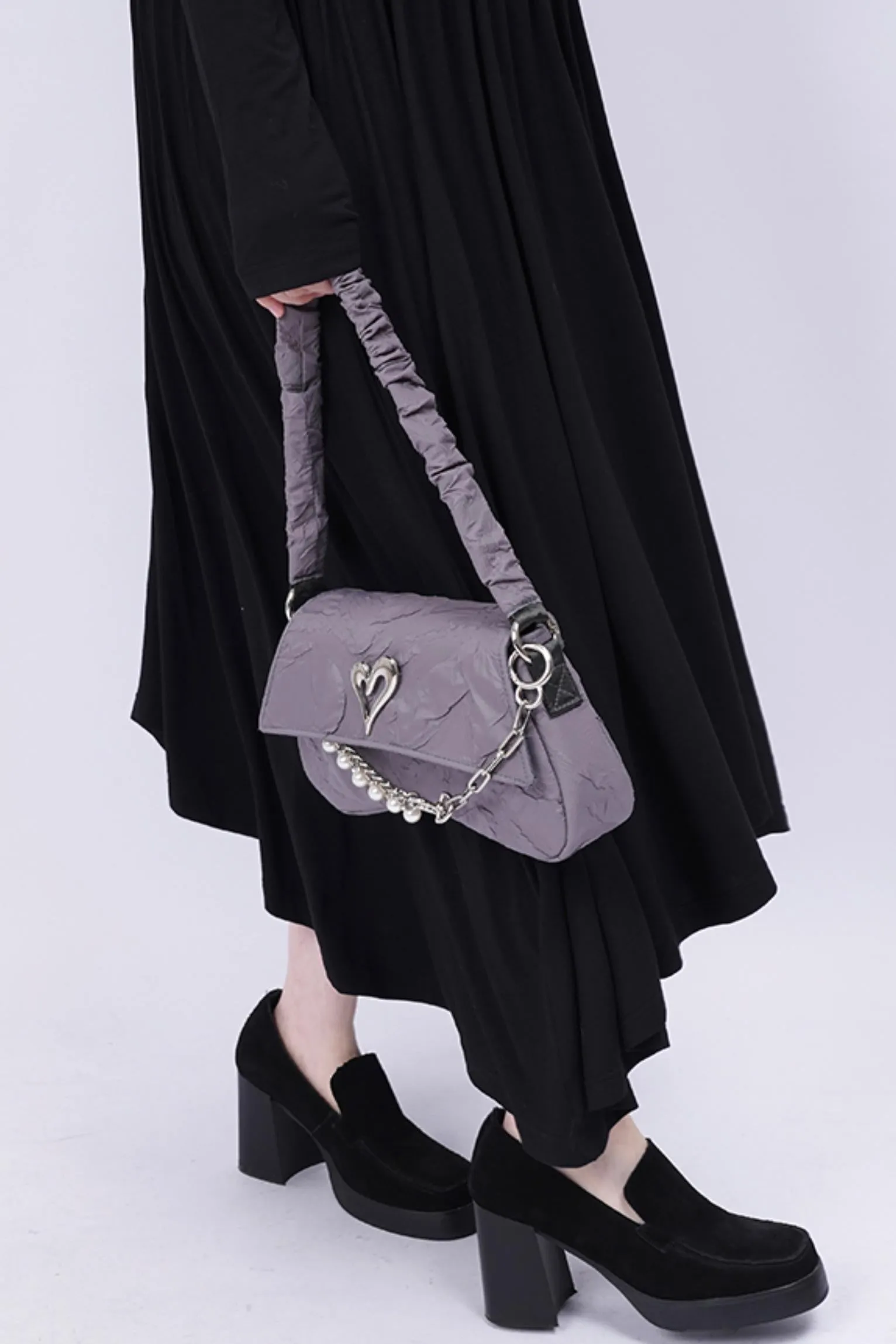 Pleated Pearl Crossbody Bag