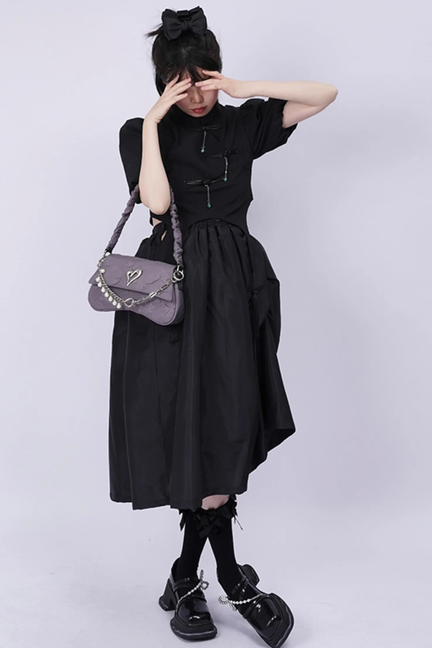 Pleated Pearl Crossbody Bag