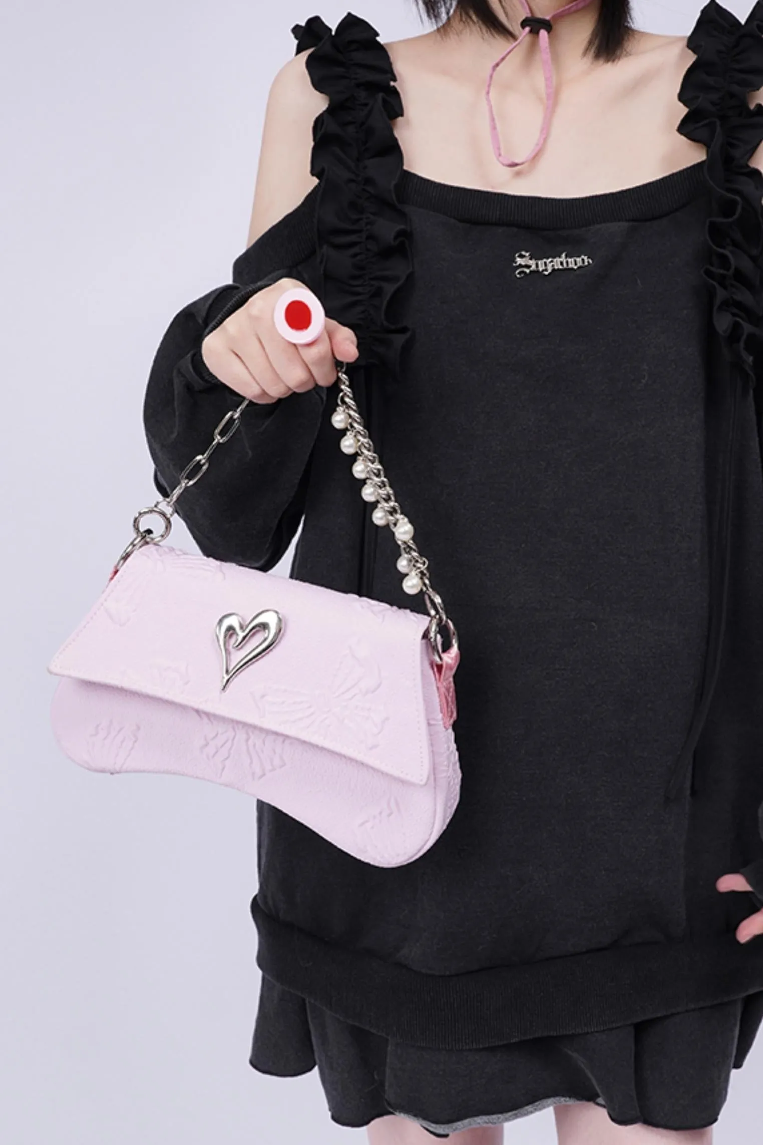 Pleated Pearl Crossbody Bag