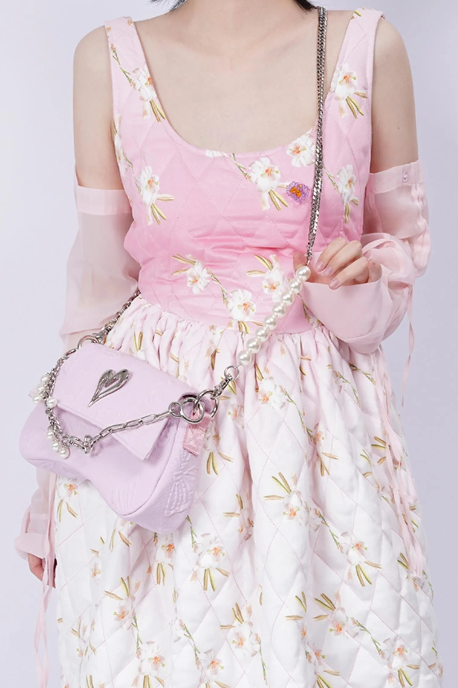 Pleated Pearl Crossbody Bag