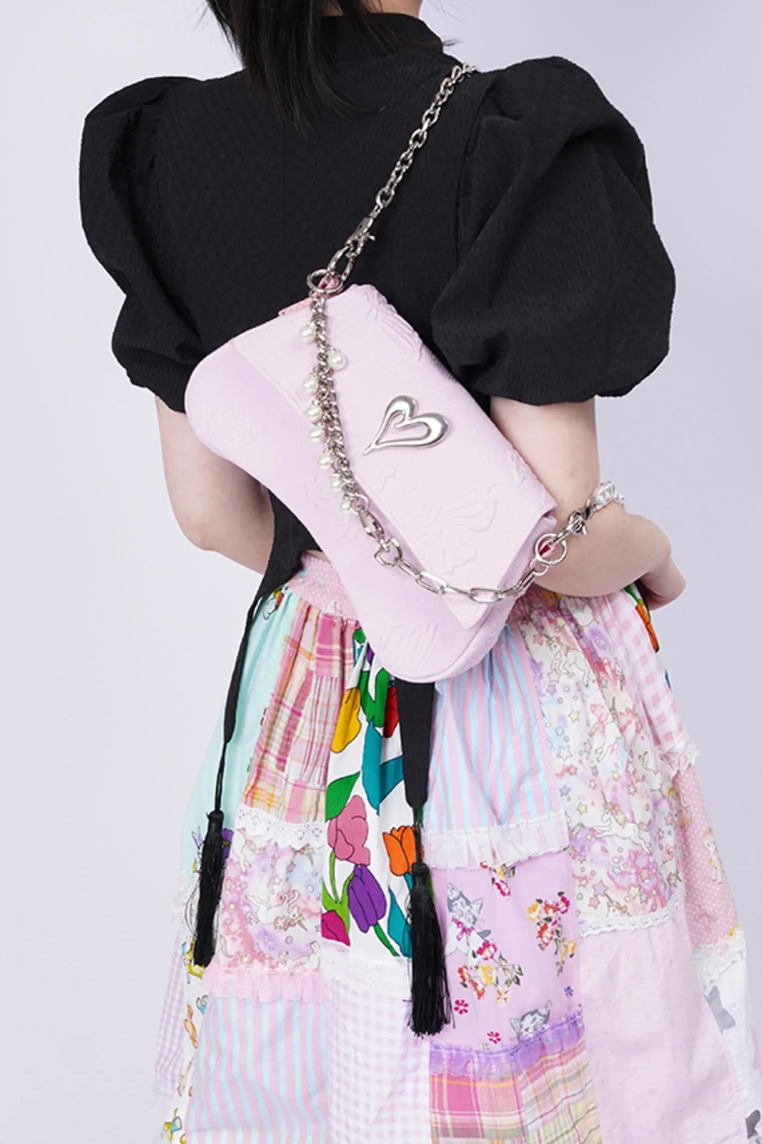 Pleated Pearl Crossbody Bag