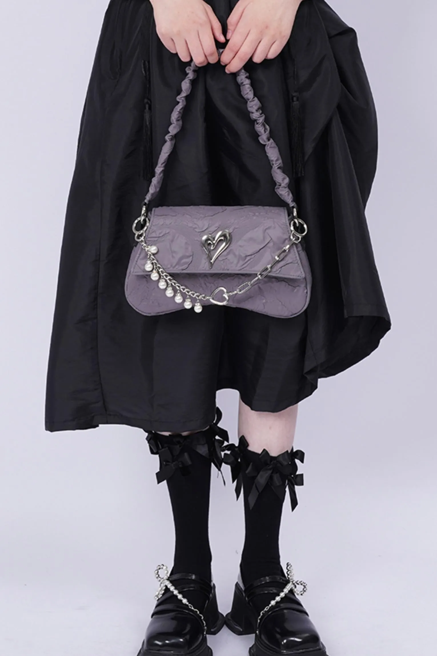 Pleated Pearl Crossbody Bag