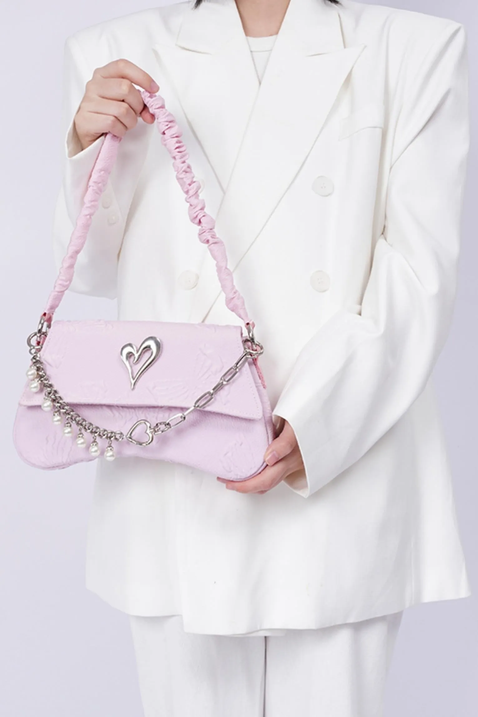 Pleated Pearl Crossbody Bag