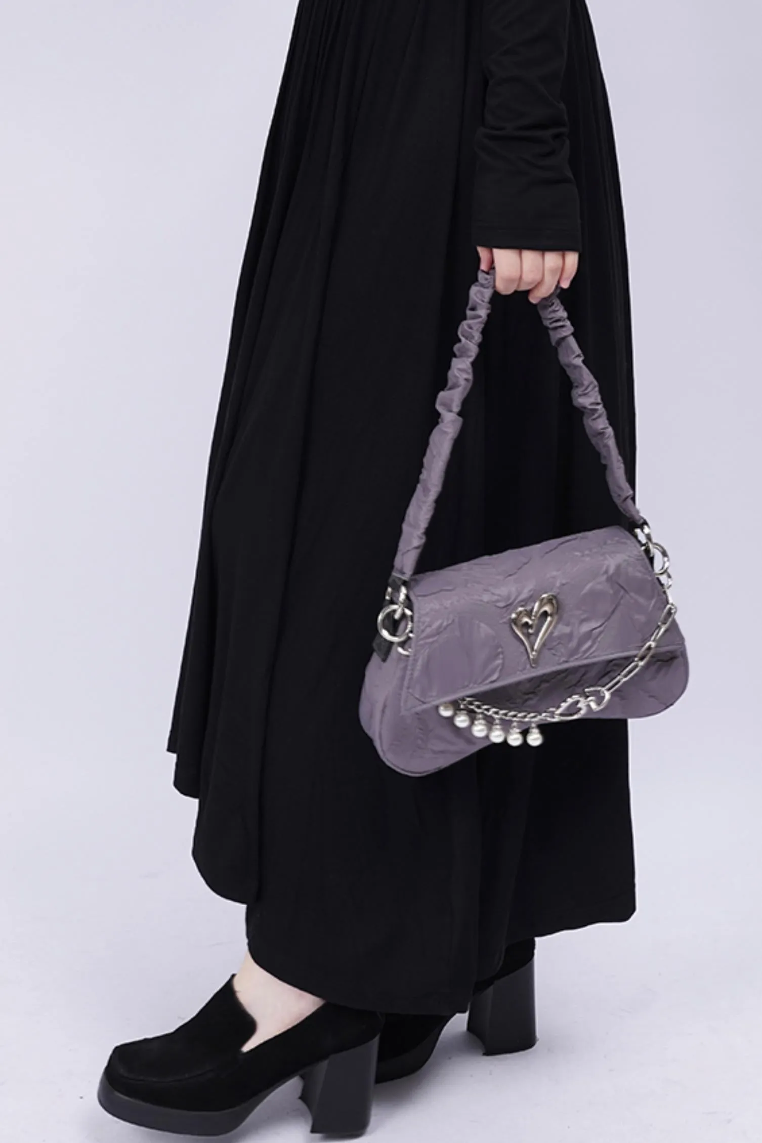 Pleated Pearl Crossbody Bag