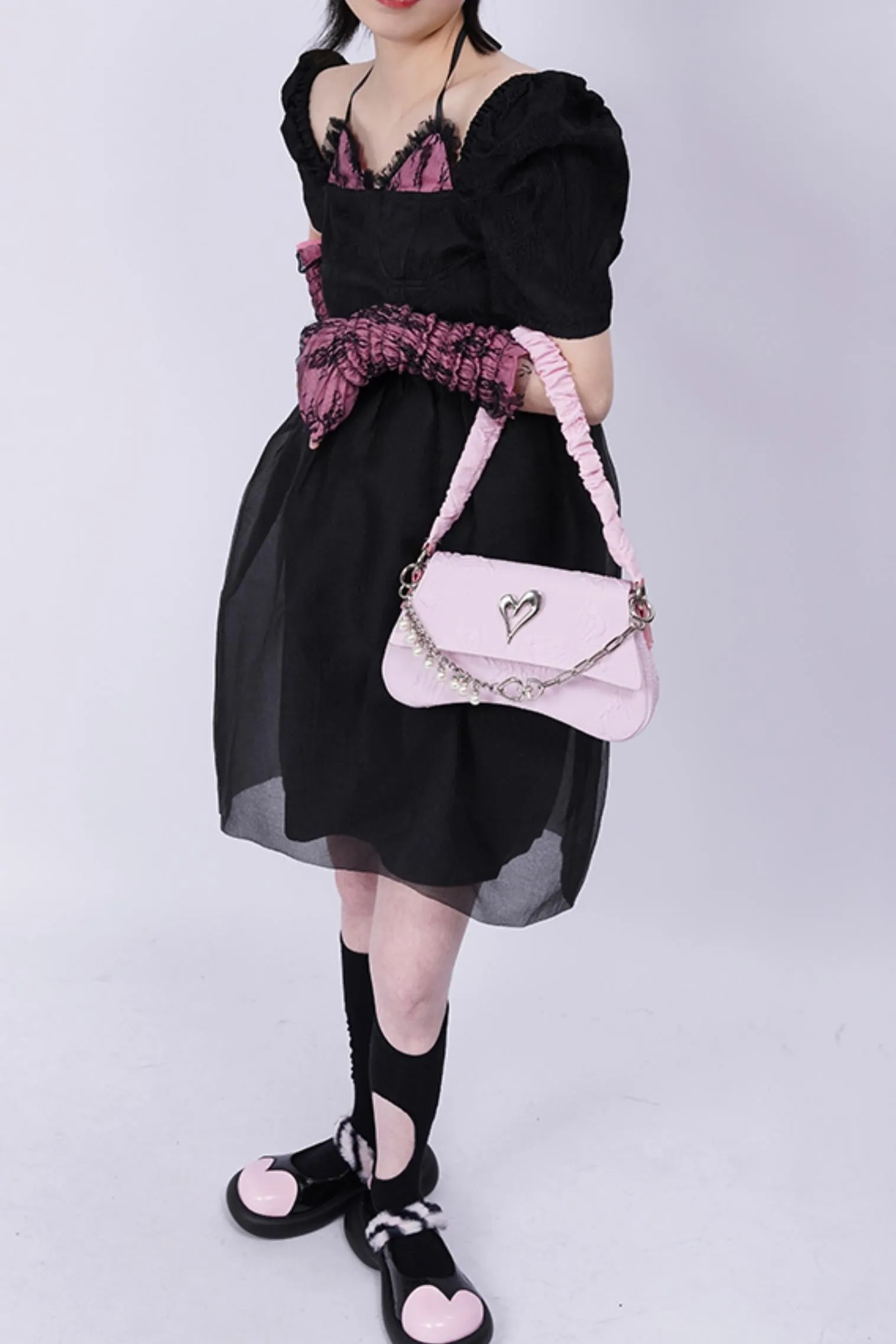 Pleated Pearl Crossbody Bag