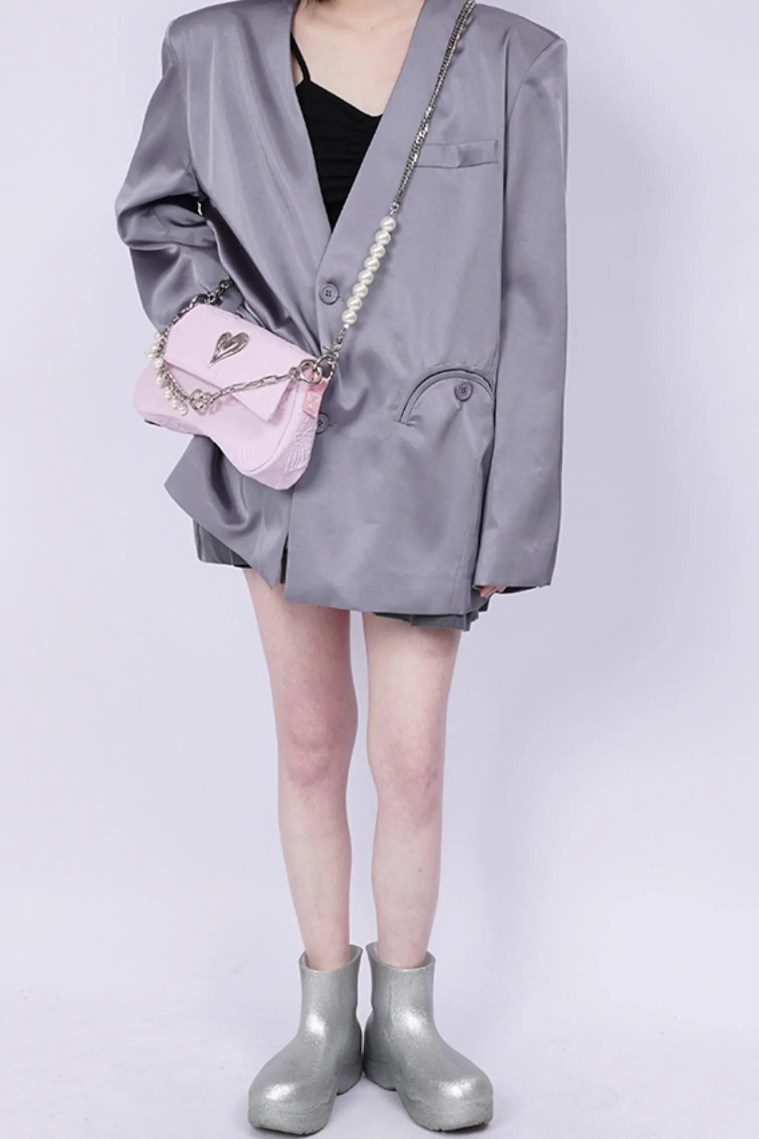Pleated Pearl Crossbody Bag