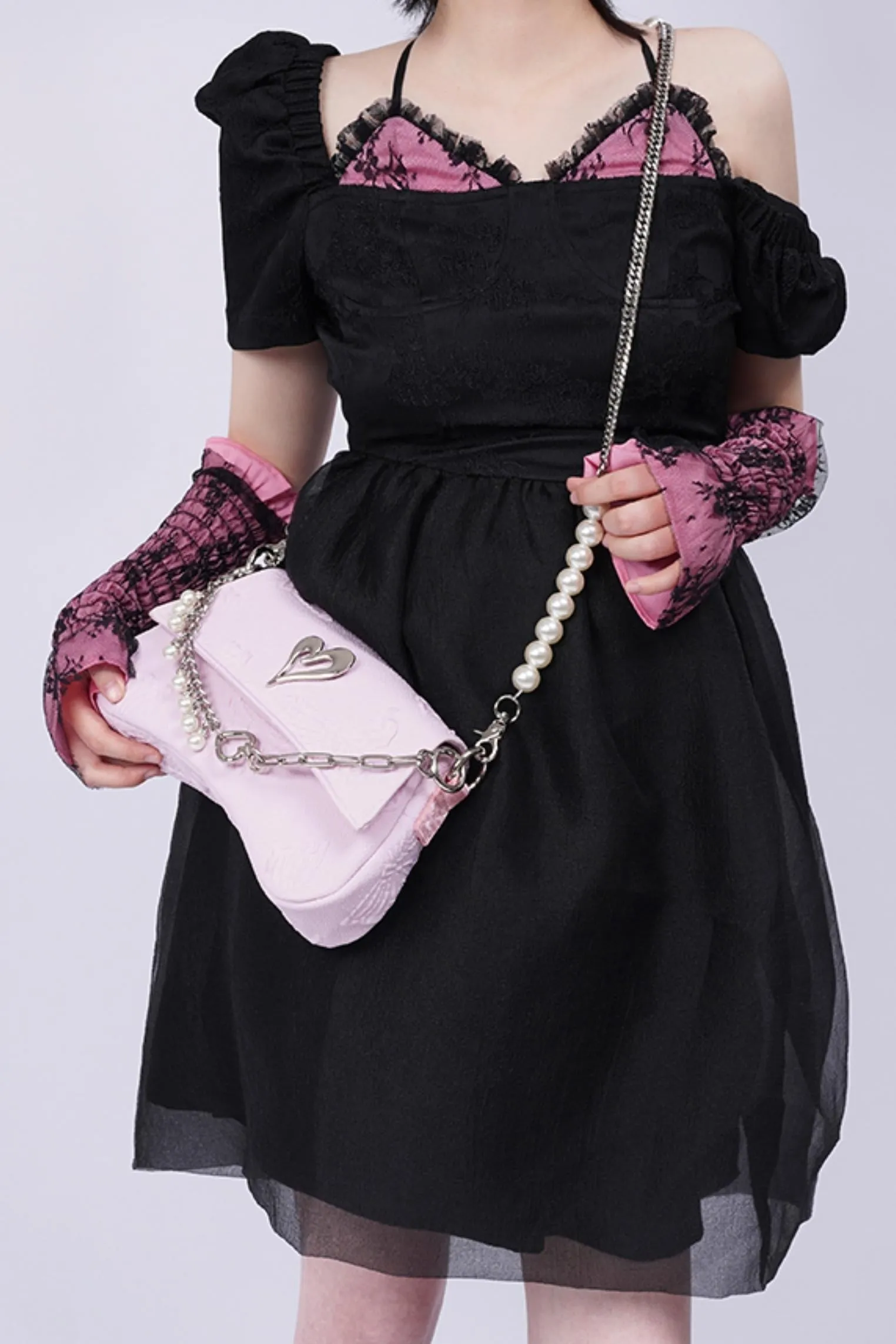 Pleated Pearl Crossbody Bag