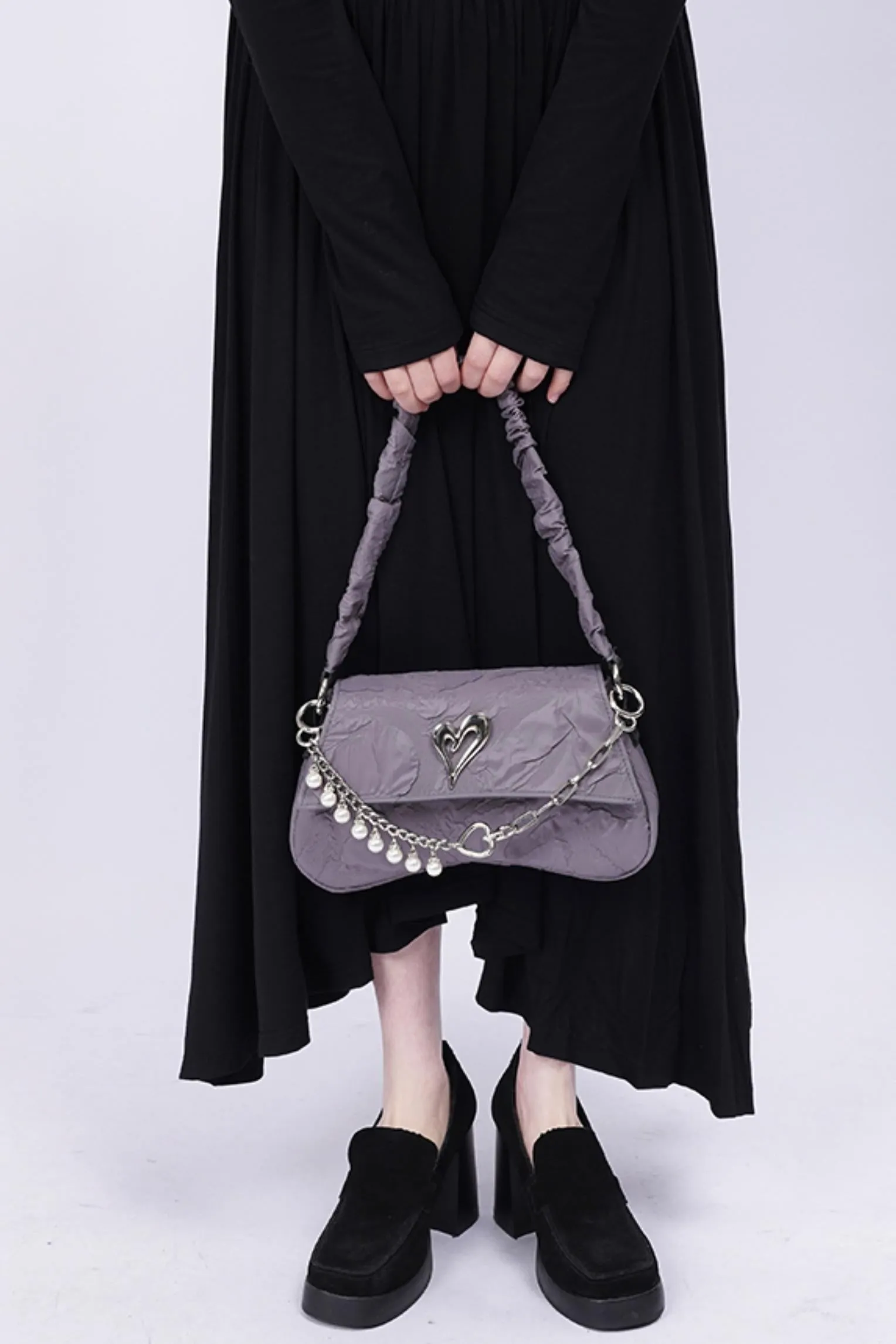 Pleated Pearl Crossbody Bag