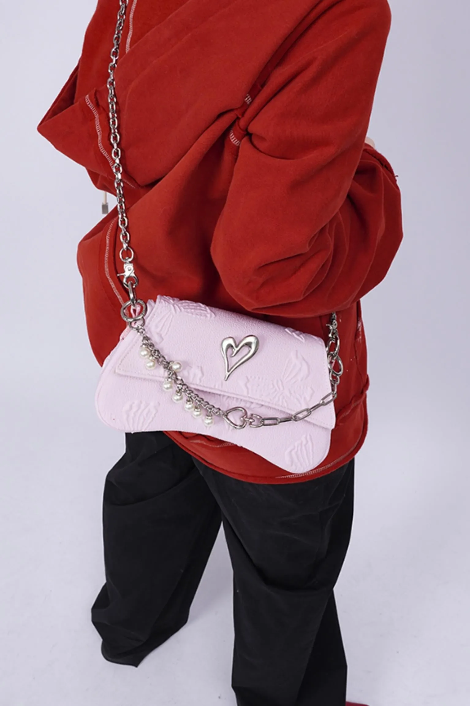 Pleated Pearl Crossbody Bag