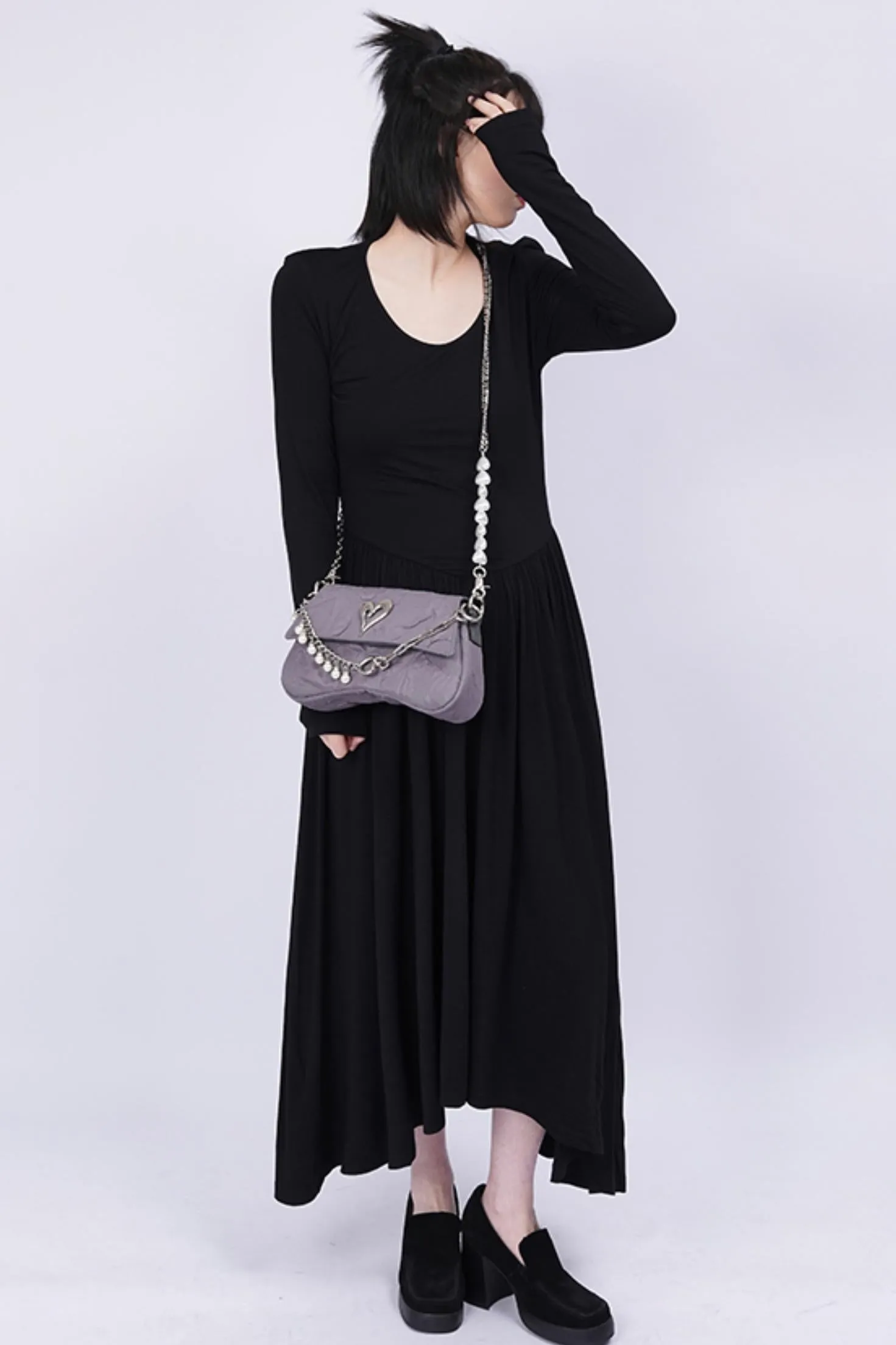 Pleated Pearl Crossbody Bag