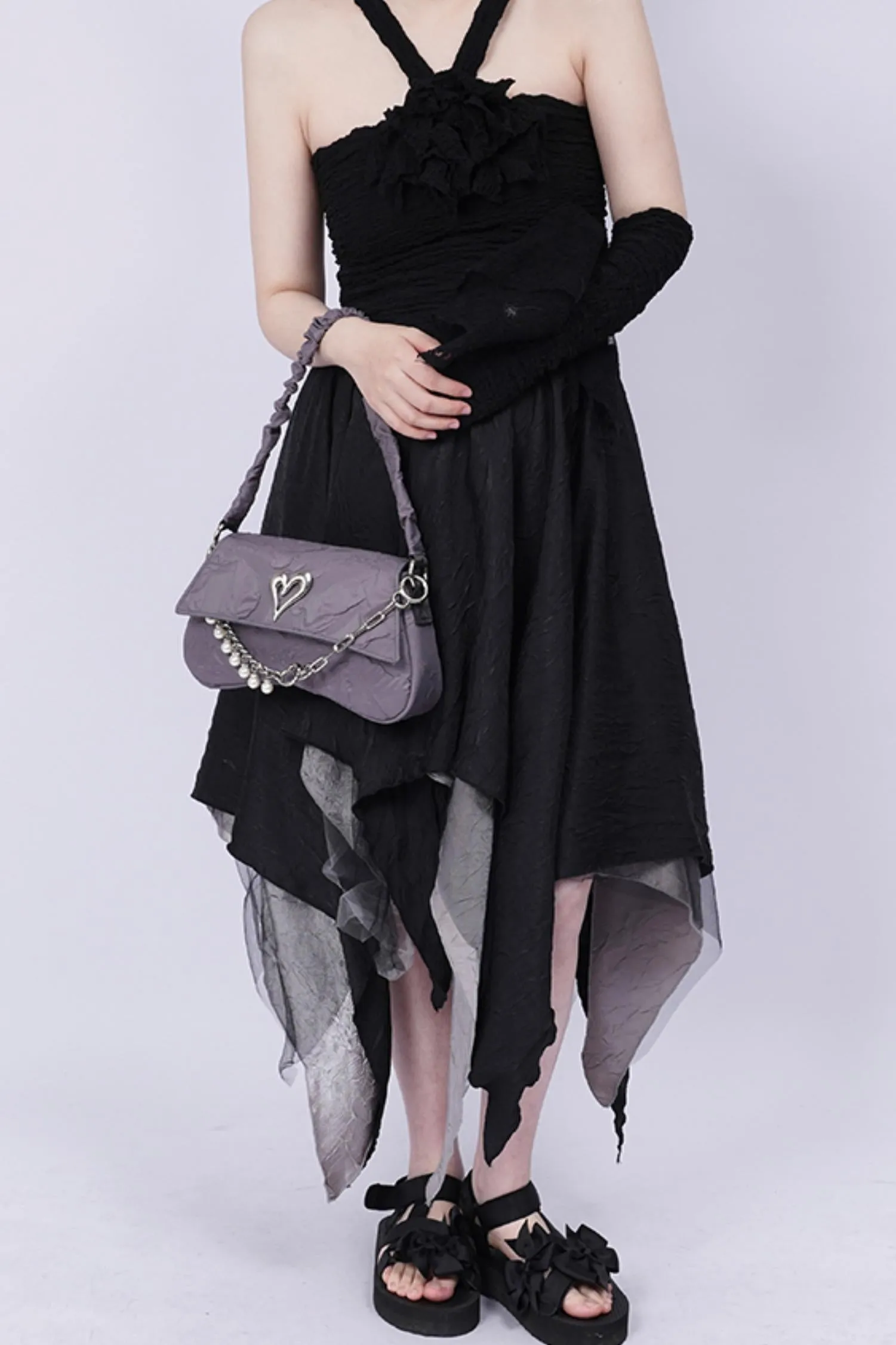 Pleated Pearl Crossbody Bag