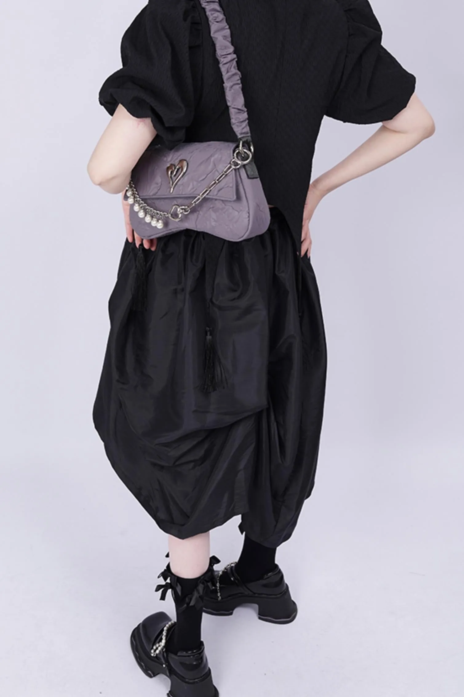 Pleated Pearl Crossbody Bag