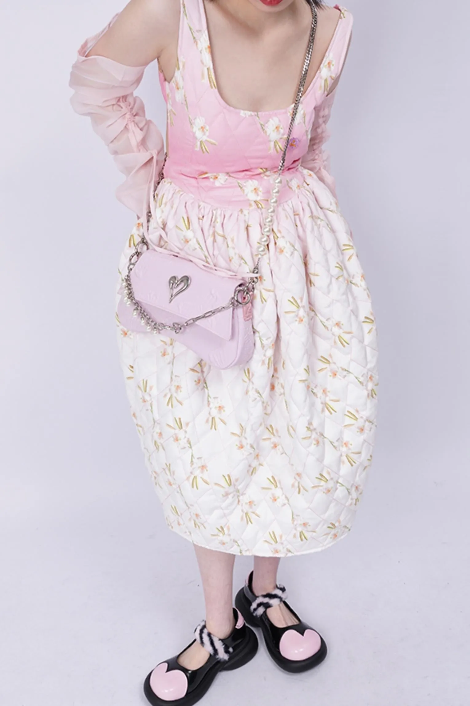 Pleated Pearl Crossbody Bag