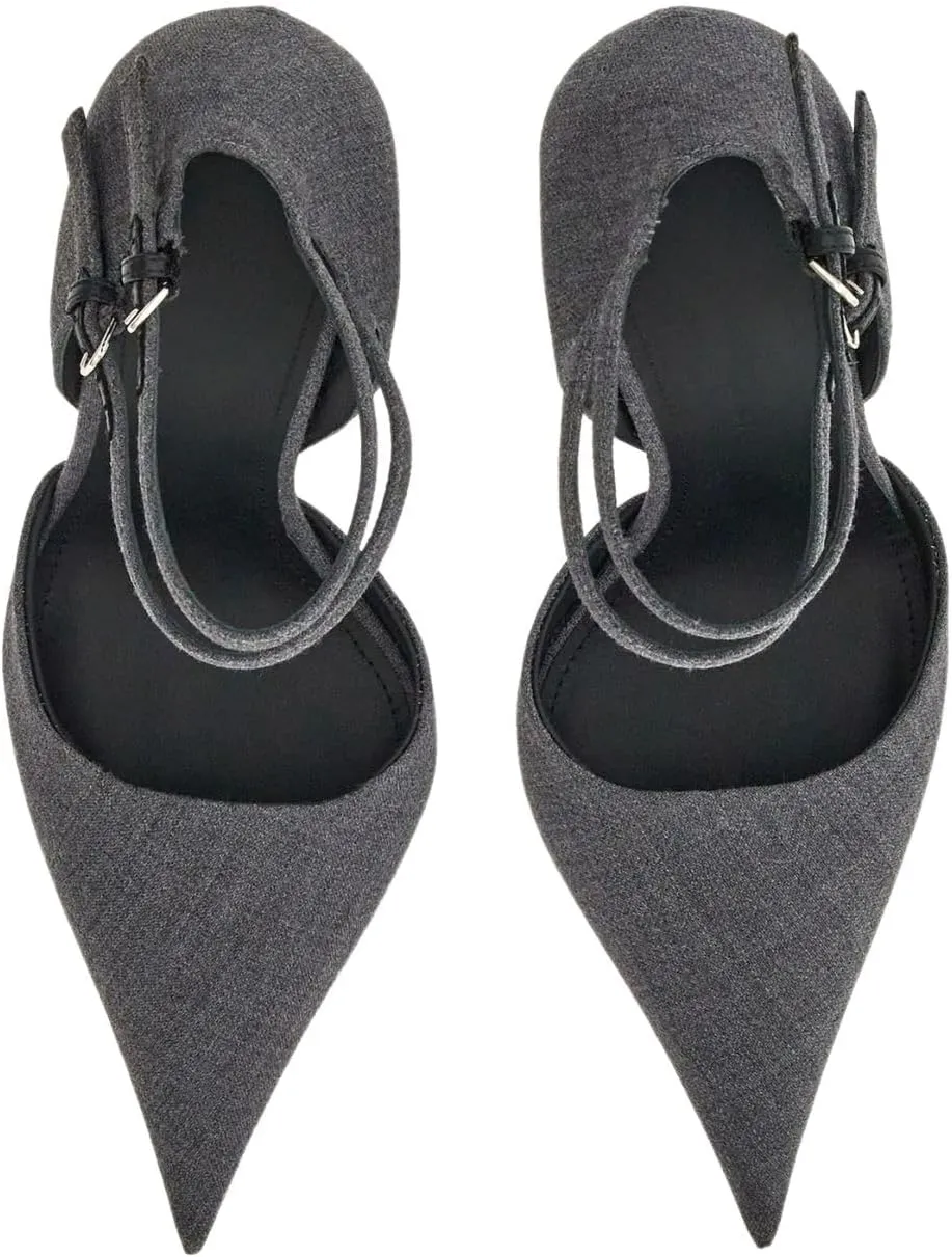 Pointed Closed Toe Wedge Heels for Women, Sexy Patent Leather Buckle Strap Office Dress Pumps Shoes