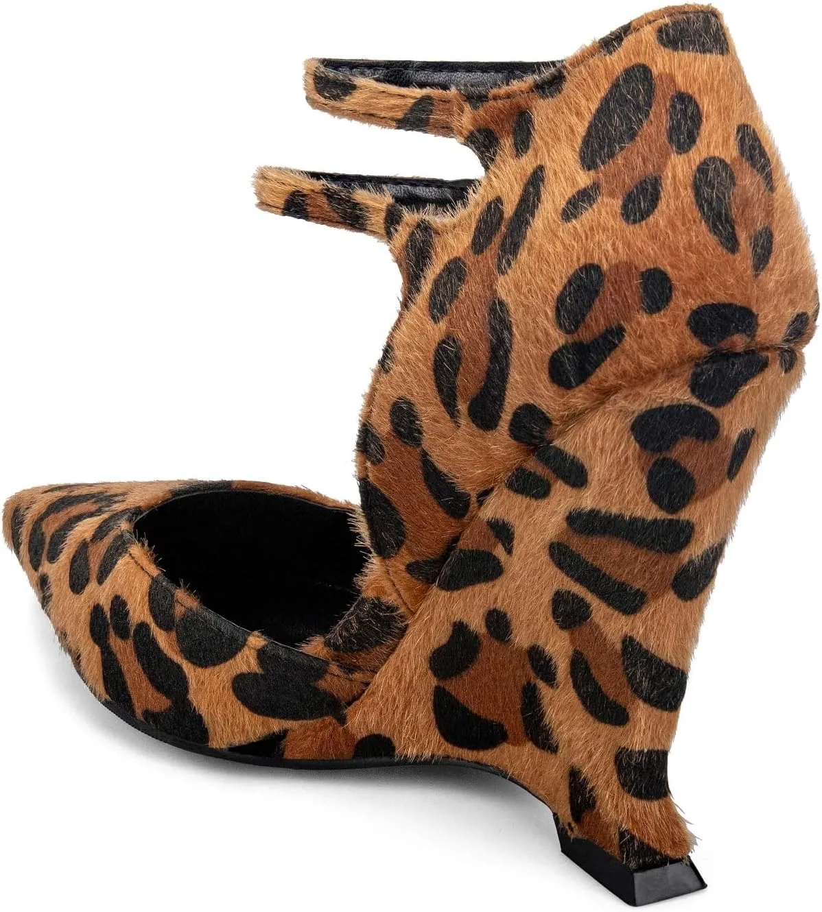 Pointed Closed Toe Wedge Heels for Women, Sexy Patent Leather Buckle Strap Office Dress Pumps Shoes