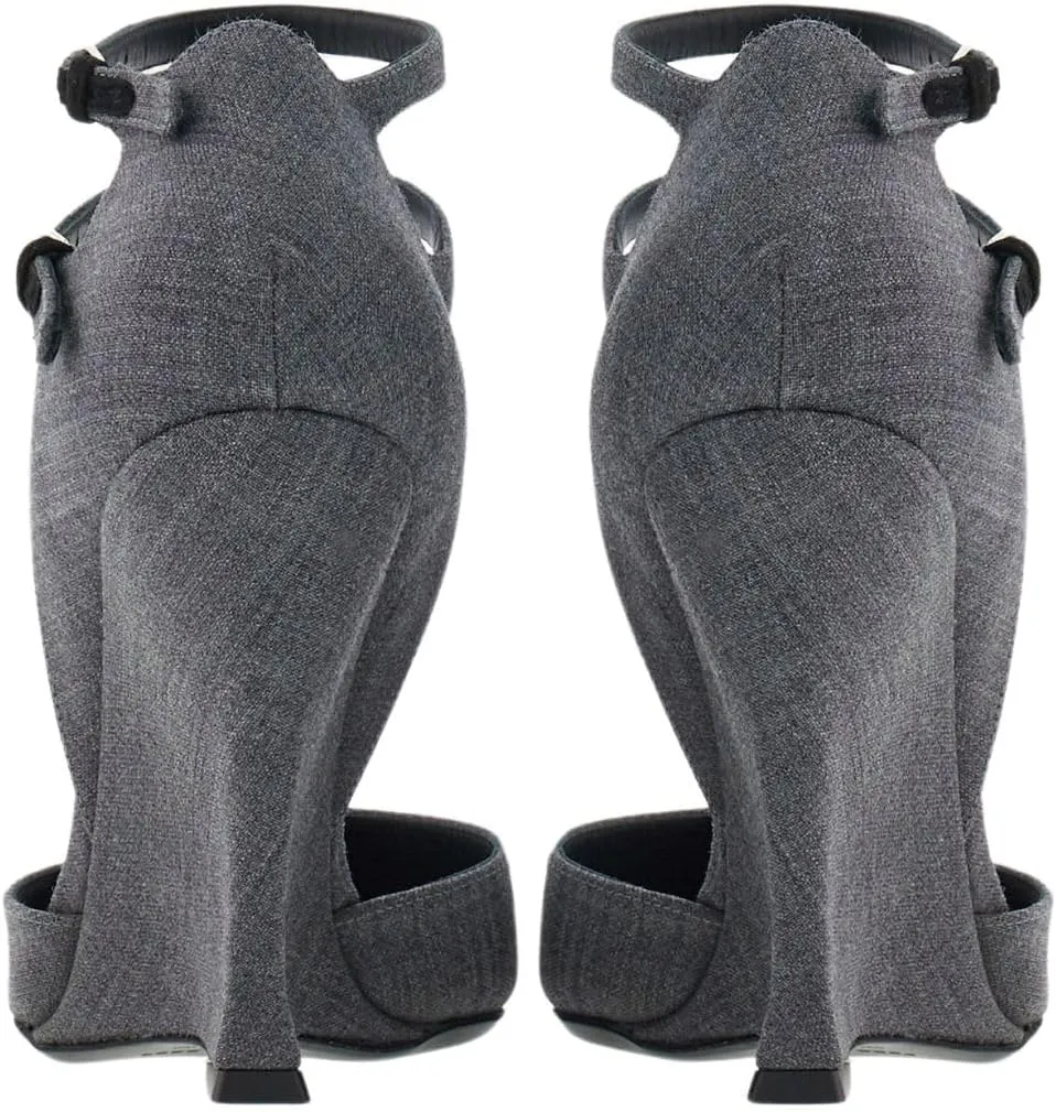 Pointed Closed Toe Wedge Heels for Women, Sexy Patent Leather Buckle Strap Office Dress Pumps Shoes