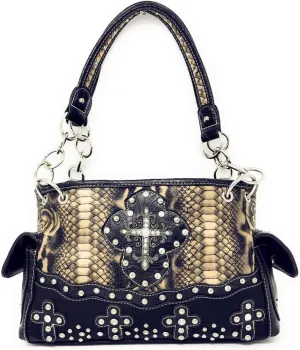 Premium Rhinestone Cross Western Embroidered Concealed Carry Handbag Purse in 6 colors