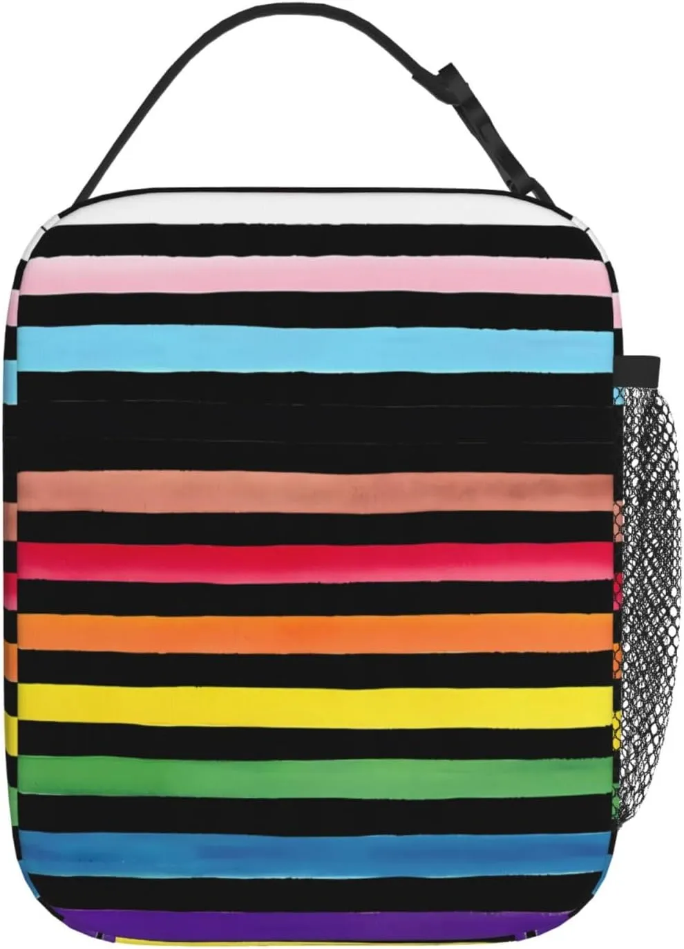Progress Pride Stripes LGBT Rainbow Gay Insulated Lunch Bag Reusable Lunch Box Picnic Organizer Portable Tote Bags Thermal Container Ice Pack Food Handbag for Work Travel Gym